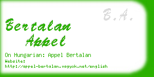 bertalan appel business card